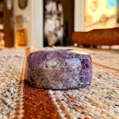 Vintage Purple Amethyst Stone Tee Light Holder / Tiny Succulent Stone Planter Pot