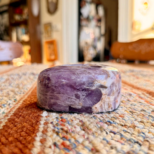 Vintage Purple Amethyst Stone Tee Light Holder / Tiny Succulent Stone Planter Pot