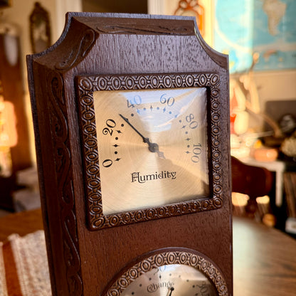 Working Vintage Faux Wood Taylor Weather Station - Barometer, Thermometer & Humidity Gauge