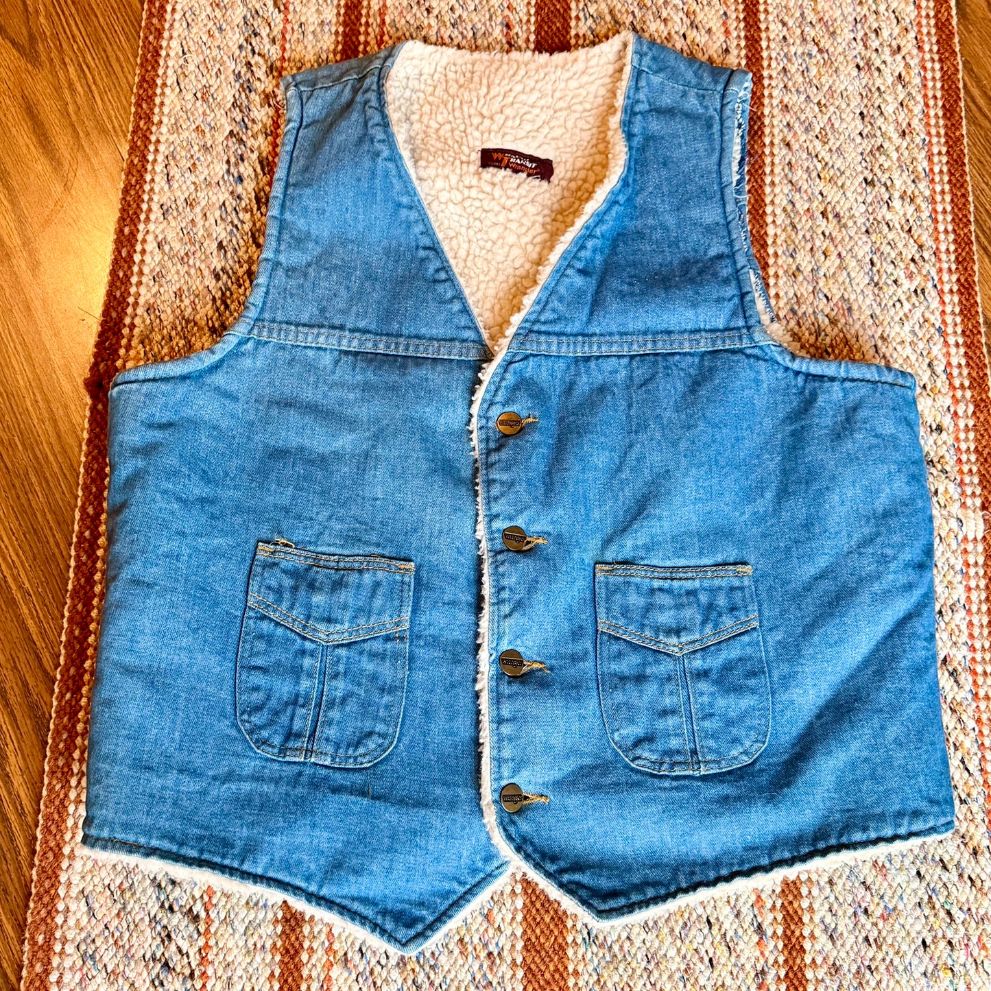 Vintage Wrangler Wrapid Transit Denim Sherpa Lined Heavy Vest