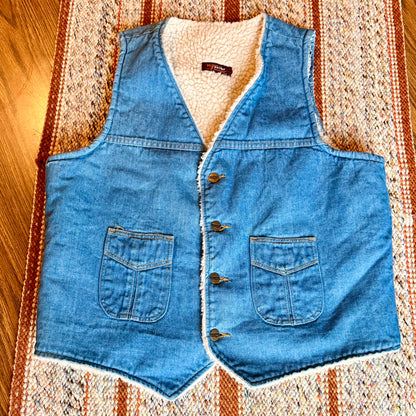 Vintage Wrangler Wrapid Transit Denim Sherpa Lined Heavy Vest