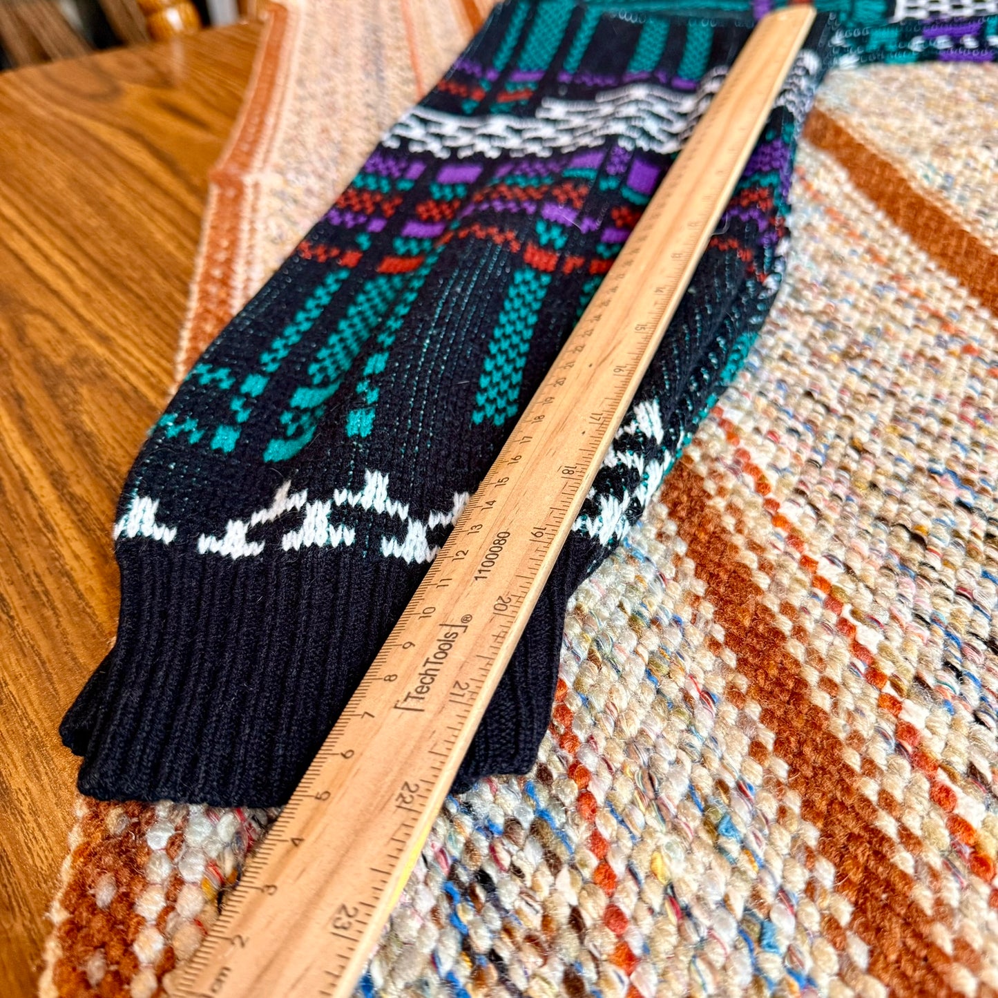 Vintage 80s Geometric Plaid Video Game Style Weeds Grandpa Sweater