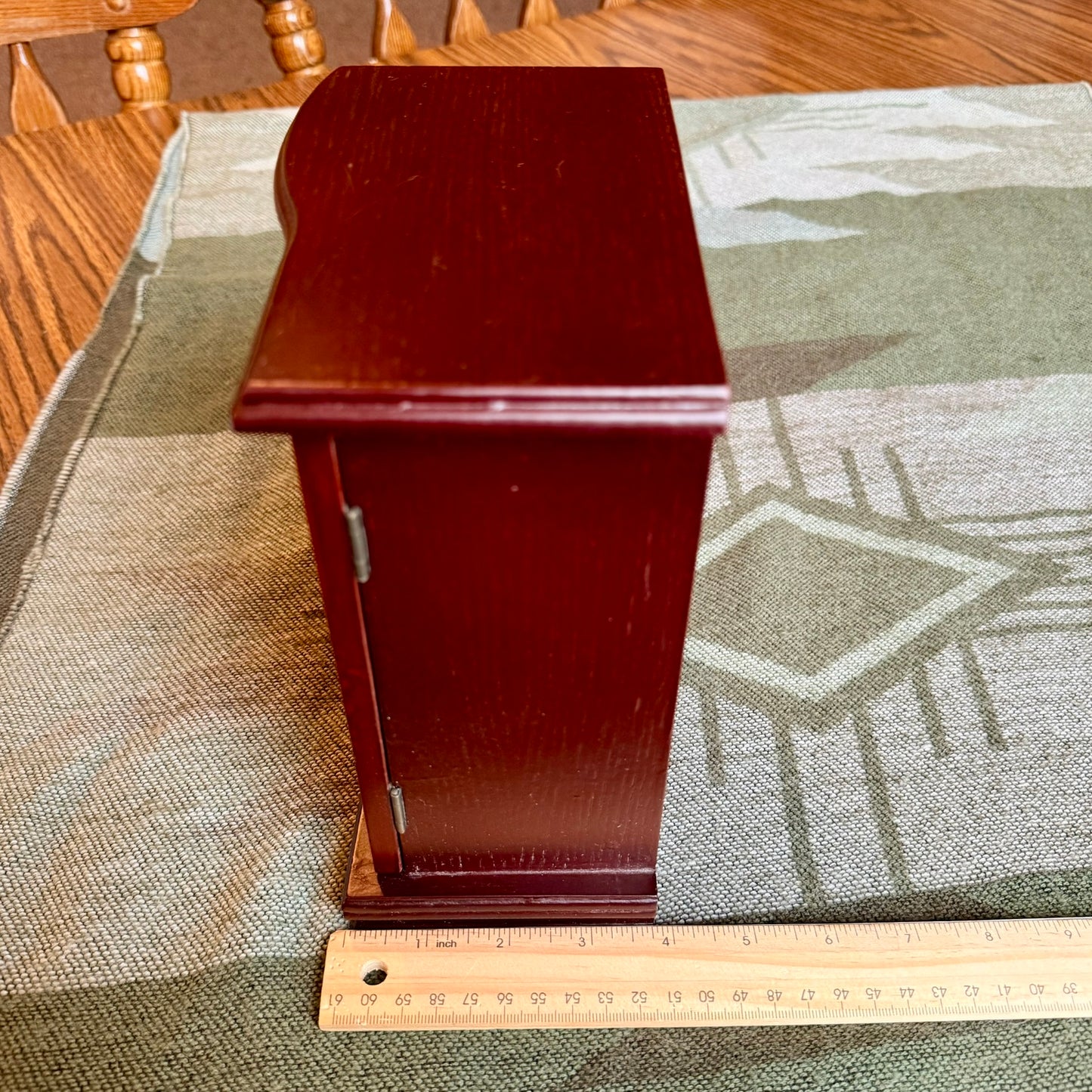 Vintage Wooden Armoire Style Jewelry Box - 4 Drawers and Door with Necklace Hooks