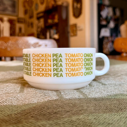 Vintage Glassbake Milk Glass Retro Soup Mug - Vegetable Soup