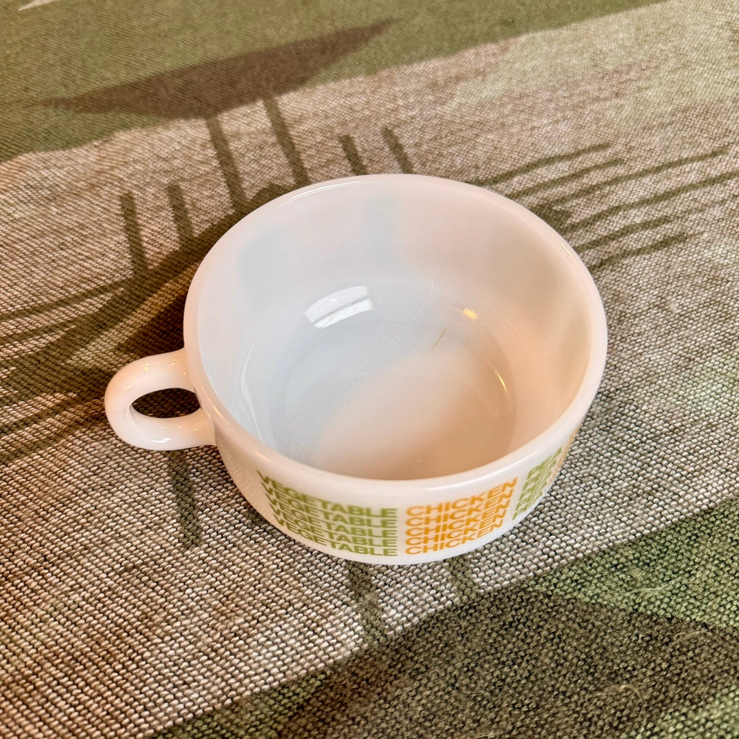 Vintage Glassbake Milk Glass Retro Soup Mug - Vegetable Soup