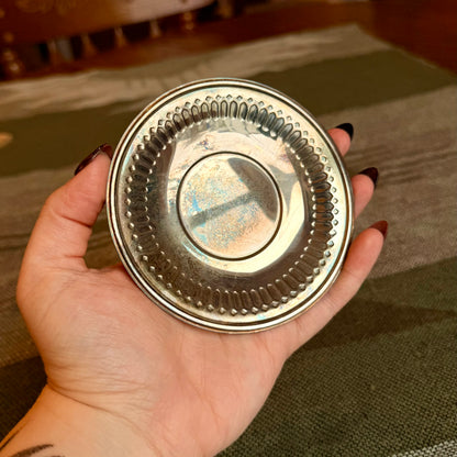 Small Bellini Silver Colored Metal Trinket / Jewelry Tray / Ring Dish / Vanity Tray