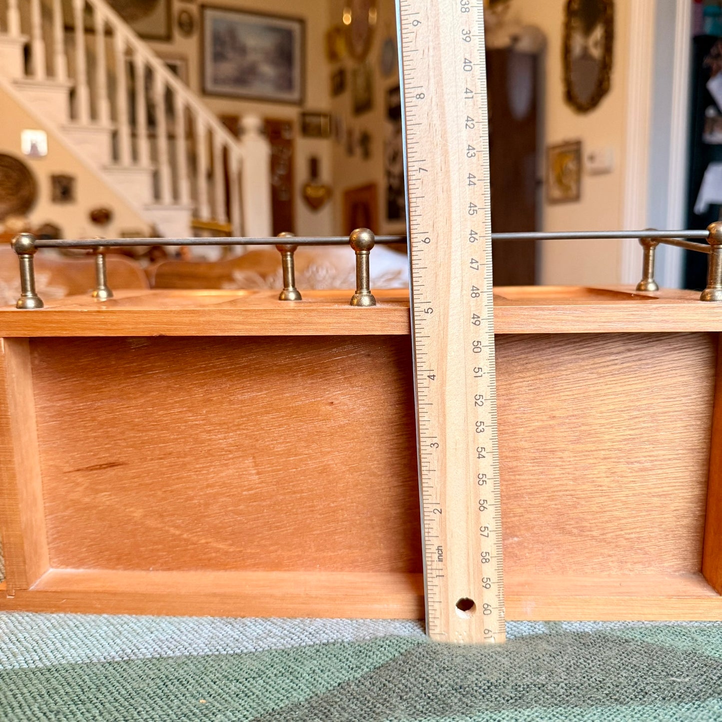 Vintage Solid Wood and Brass Valet Stand Jewelry Box / Men's Storage Catch All