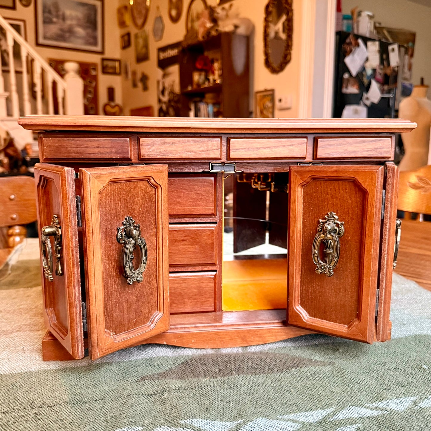 Large Vintage Mid-Century Modern Credenza Style Jewelry Box