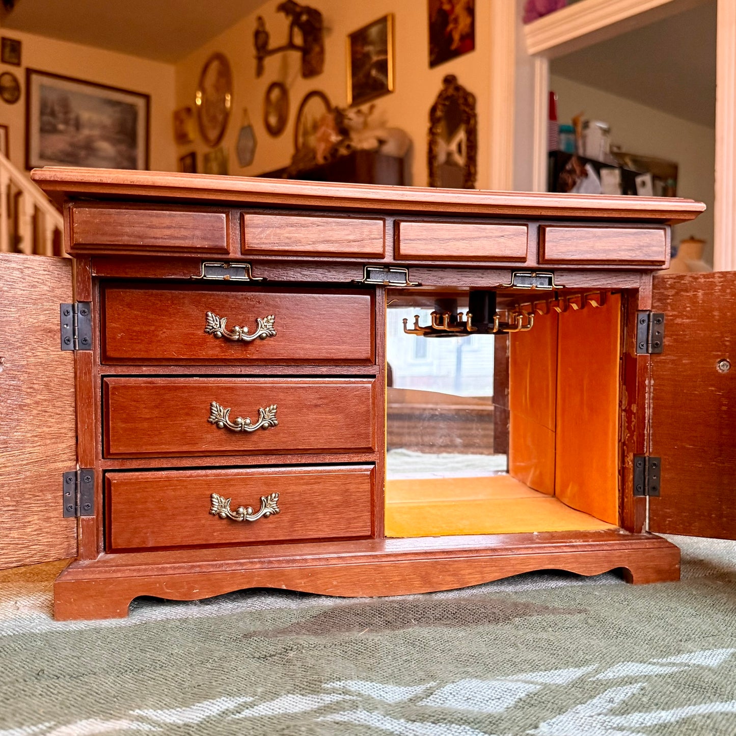 Large Vintage Mid-Century Modern Credenza Style Jewelry Box