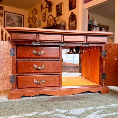 Large Vintage Mid-Century Modern Credenza Style Jewelry Box