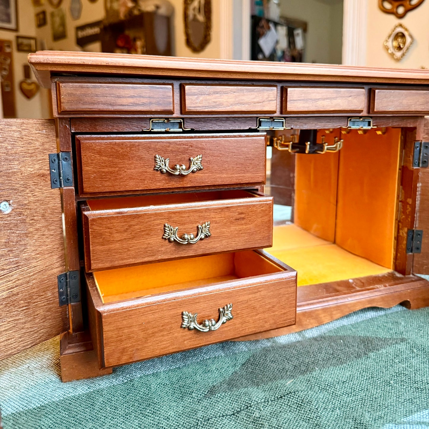 Large Vintage Mid-Century Modern Credenza Style Jewelry Box