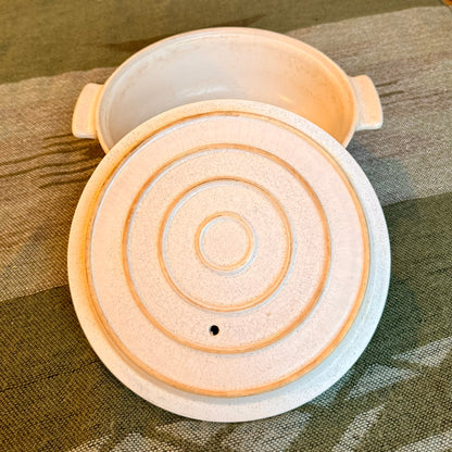 Vintage Flame Chef Stoneware Casserole Dish with Southwestern Tribal Embellishments