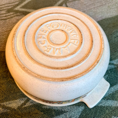 Vintage Flame Chef Stoneware Casserole Dish with Southwestern Tribal Embellishments