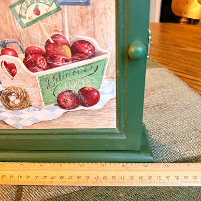 Vintage Farmhouse Primitive Cabinet with Printed Apple Painting Door