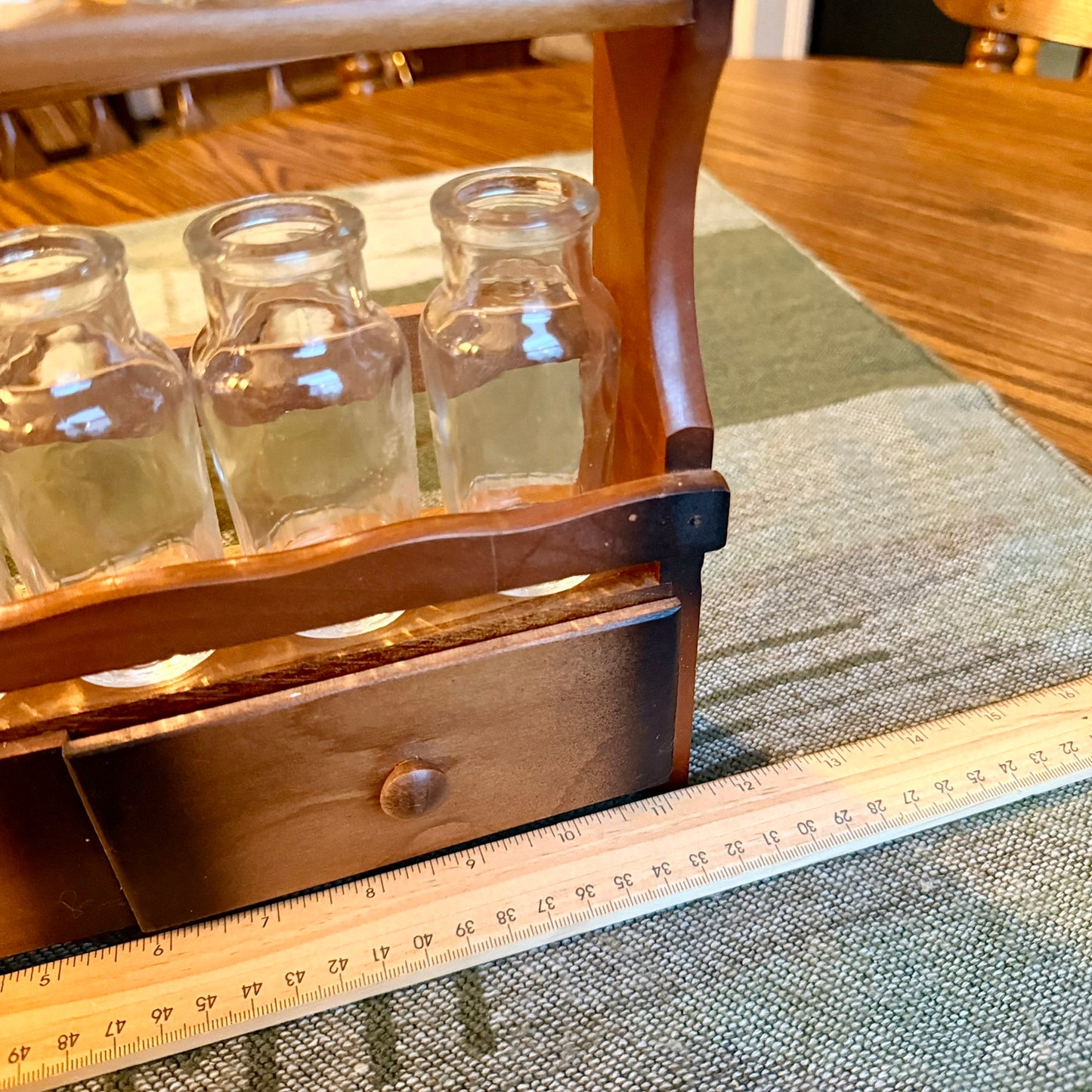 Vintage Solid Wood Farmhouse Primitive Apothecary Style Spice Rack with 12 Jars