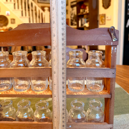 Vintage Solid Wood Farmhouse Primitive Apothecary Style Spice Rack with 12 Jars