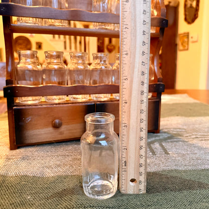 Vintage Solid Wood Farmhouse Primitive Apothecary Style Spice Rack with 12 Jars