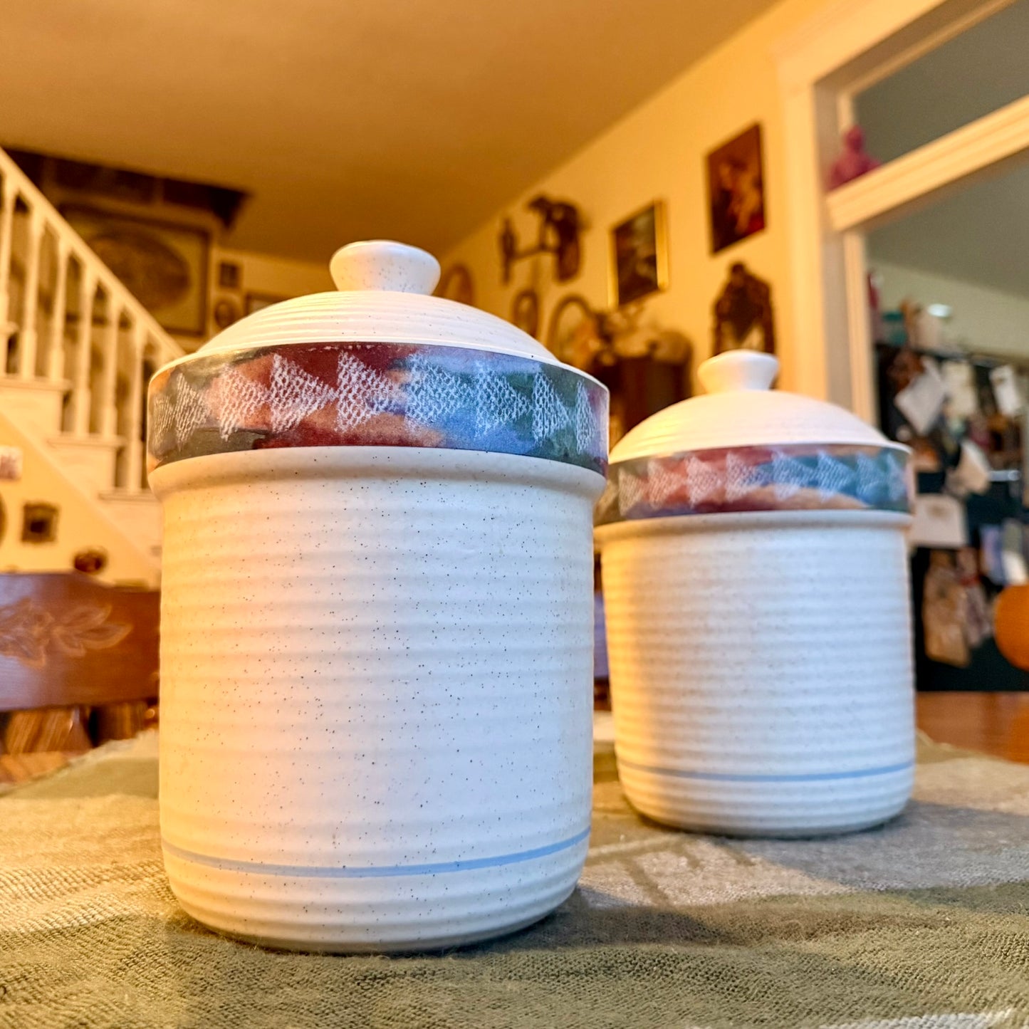 ONE - Vintage Treasure Craft Horizon Southwestern Style Stoneware Ceramic Canister