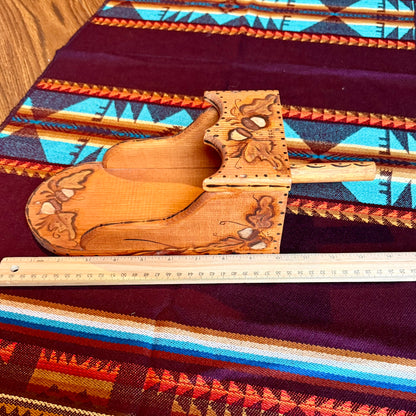 Vintage Hand Made Painted Folk Art Wooden Scoop Style Wall Pocket