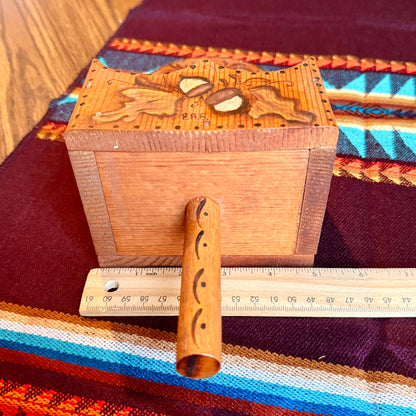 Vintage Hand Made Painted Folk Art Wooden Scoop Style Wall Pocket