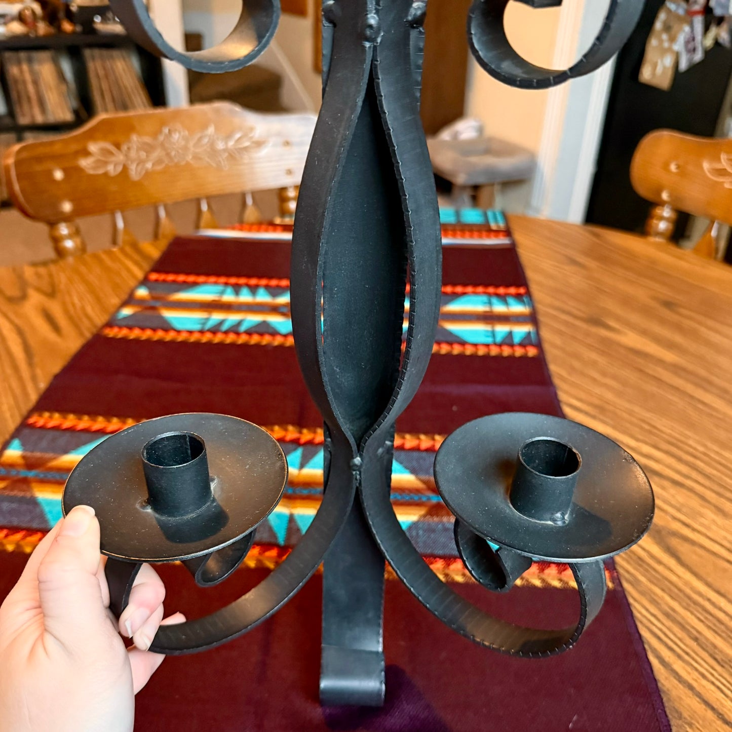 Vintage Gothic Spanish Revival Wrought Iron Wall Sconce Candle Holder