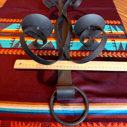 Vintage Gothic Spanish Revival Wrought Iron Wall Sconce Candle Holder