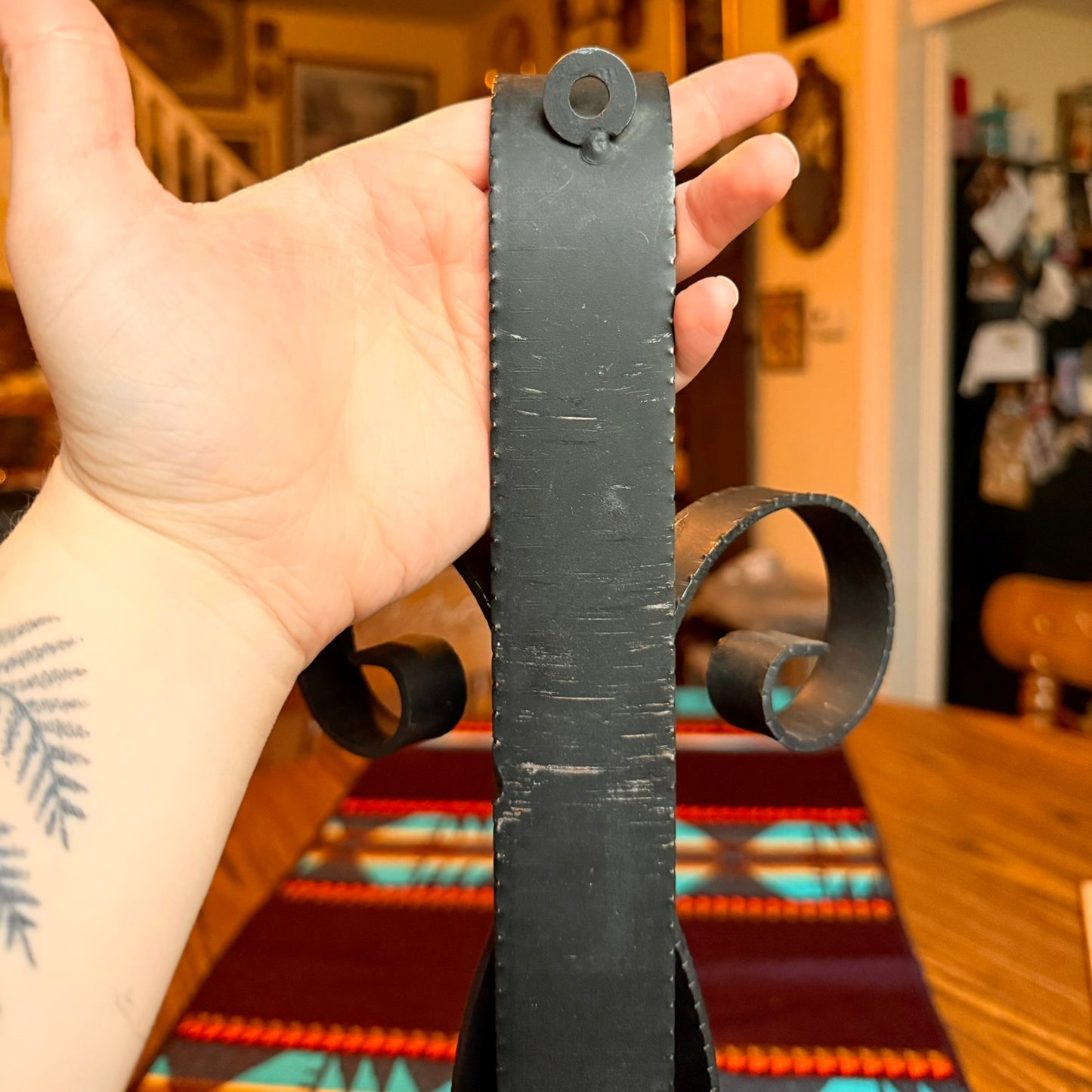 Vintage Gothic Spanish Revival Wrought Iron Wall Sconce Candle Holder