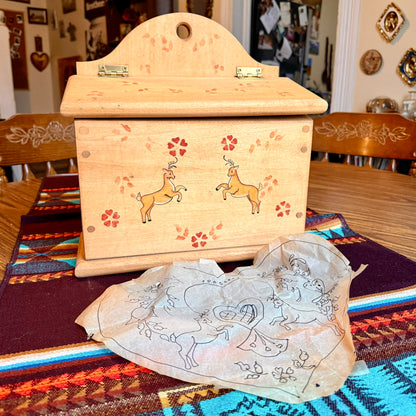 Vintage Hand Painted Folk Art Farmhouse Lidded Storage Box