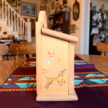 Vintage Hand Painted Folk Art Farmhouse Lidded Storage Box