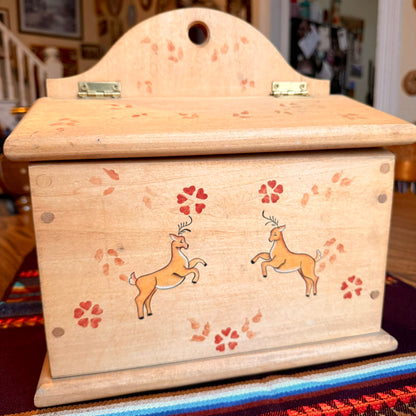 Vintage Hand Painted Folk Art Farmhouse Lidded Storage Box