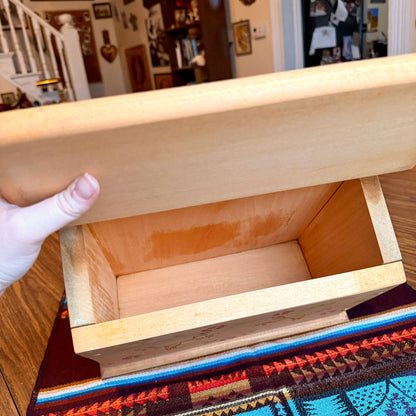 Vintage Hand Painted Folk Art Farmhouse Lidded Storage Box