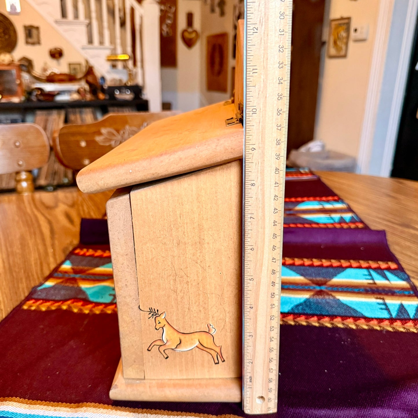 Vintage Hand Painted Folk Art Farmhouse Lidded Storage Box