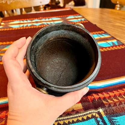 Antique Cast Iron 3 Legged Fire Starter / Smudge Pot / Cauldron