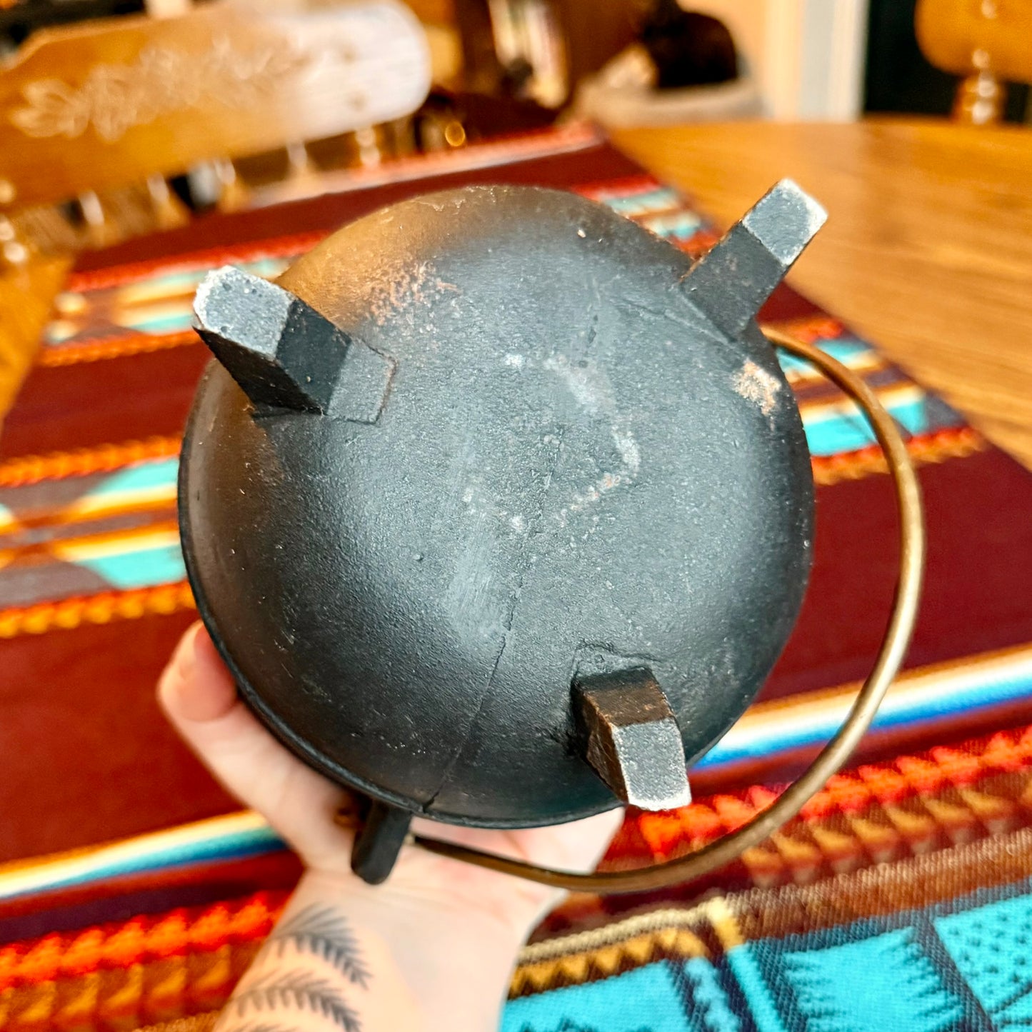 Antique Cast Iron 3 Legged Fire Starter / Smudge Pot / Cauldron