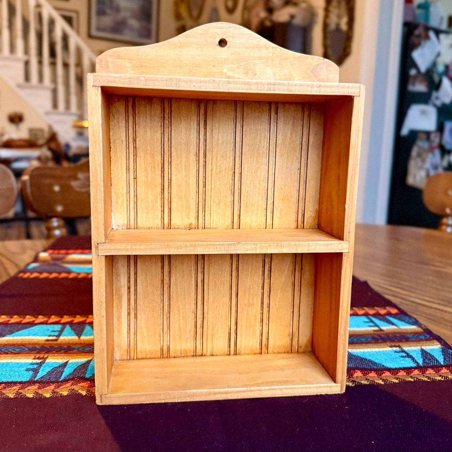 Vintage Wooden Ribbed Farmhouse Style Wall Shelf / Spice Rack