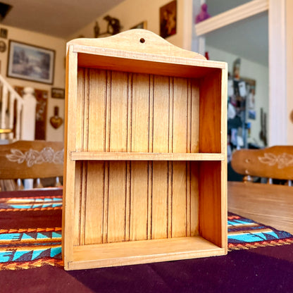 Vintage Wooden Ribbed Farmhouse Style Wall Shelf / Spice Rack