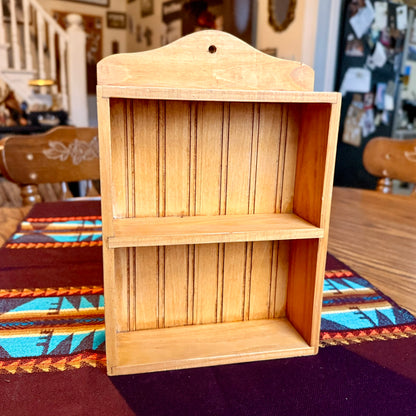 Vintage Wooden Ribbed Farmhouse Style Wall Shelf / Spice Rack