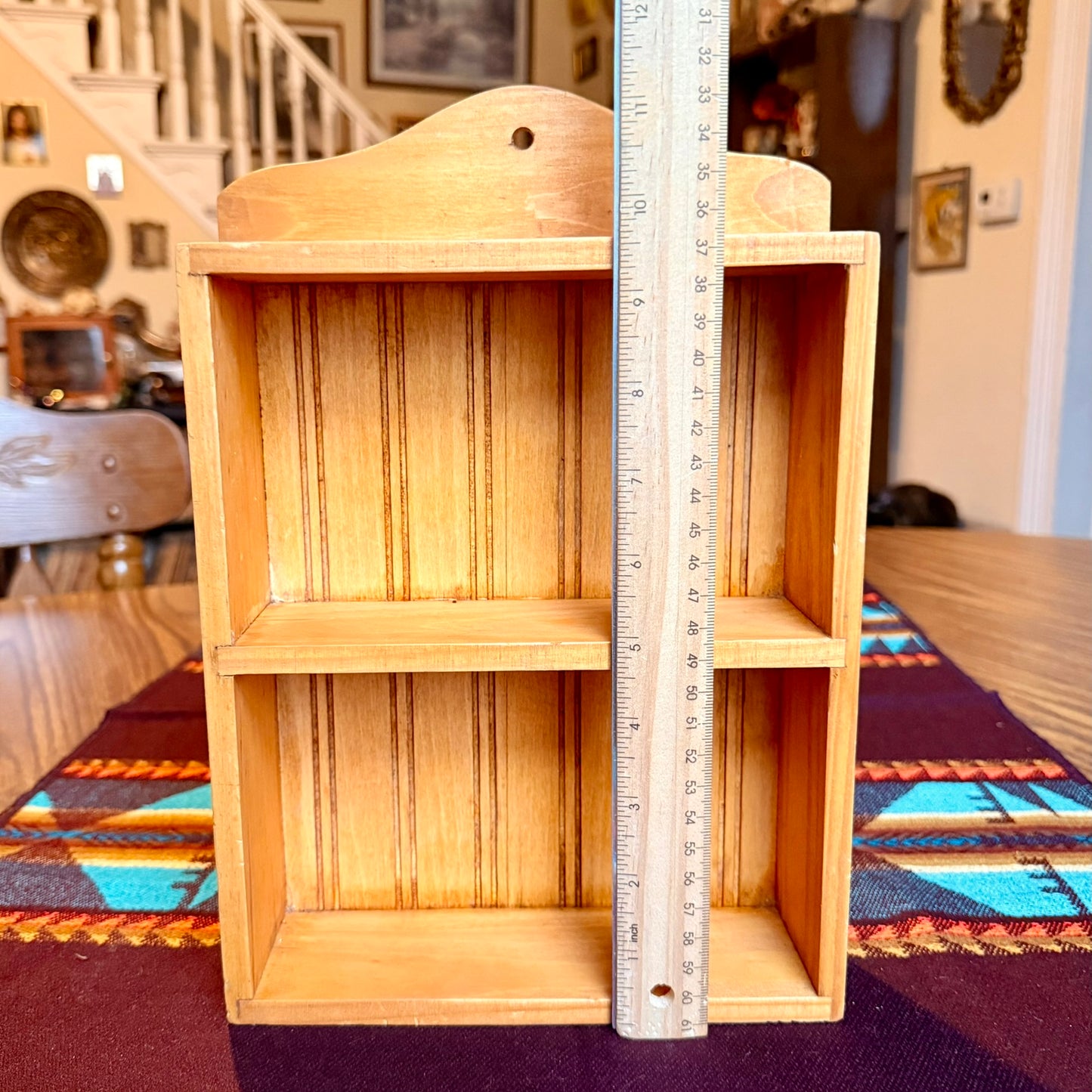 Vintage Wooden Ribbed Farmhouse Style Wall Shelf / Spice Rack