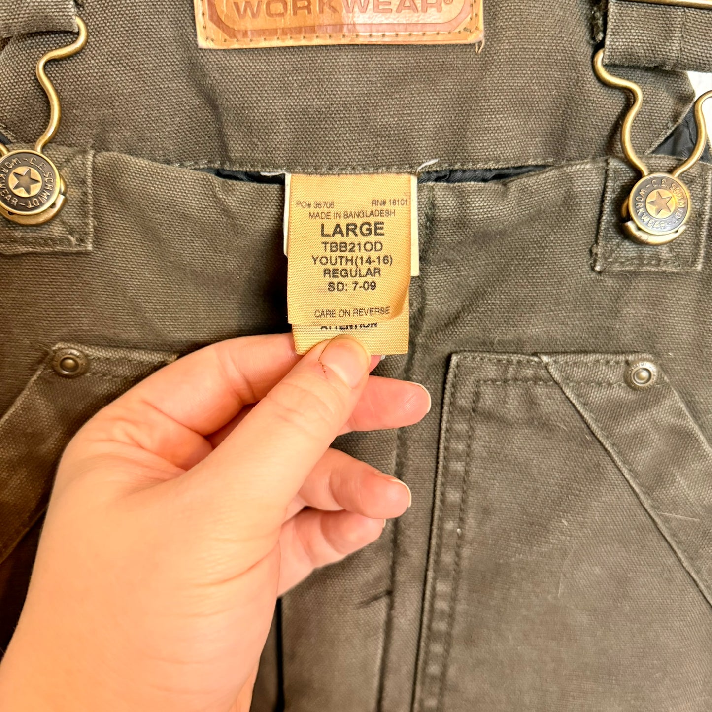 Vintage Schmidt's Workwear Canvas Overall's Youth Large - See Measurements