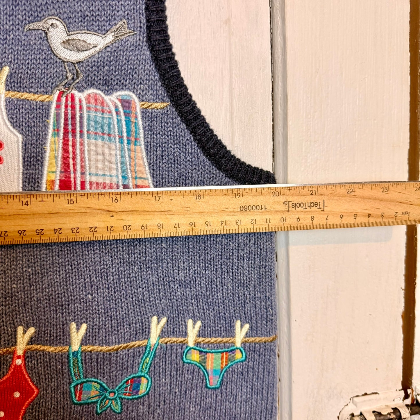 Vintage Mandal Bay Beach Day Themed Knit and Embroidered Vest