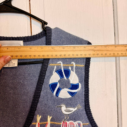 Vintage Mandal Bay Beach Day Themed Knit and Embroidered Vest