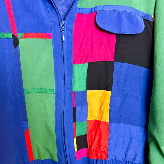 Vintage City Girl Brightly Colored Geometric Color Blocked 80s Style Light Jacket