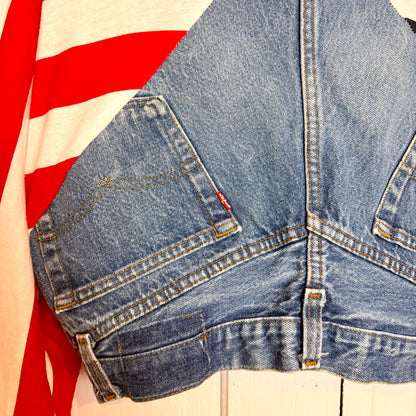 Vintage Frederick's of Hollywood Upcycled Denim Jean American Flag Jacket