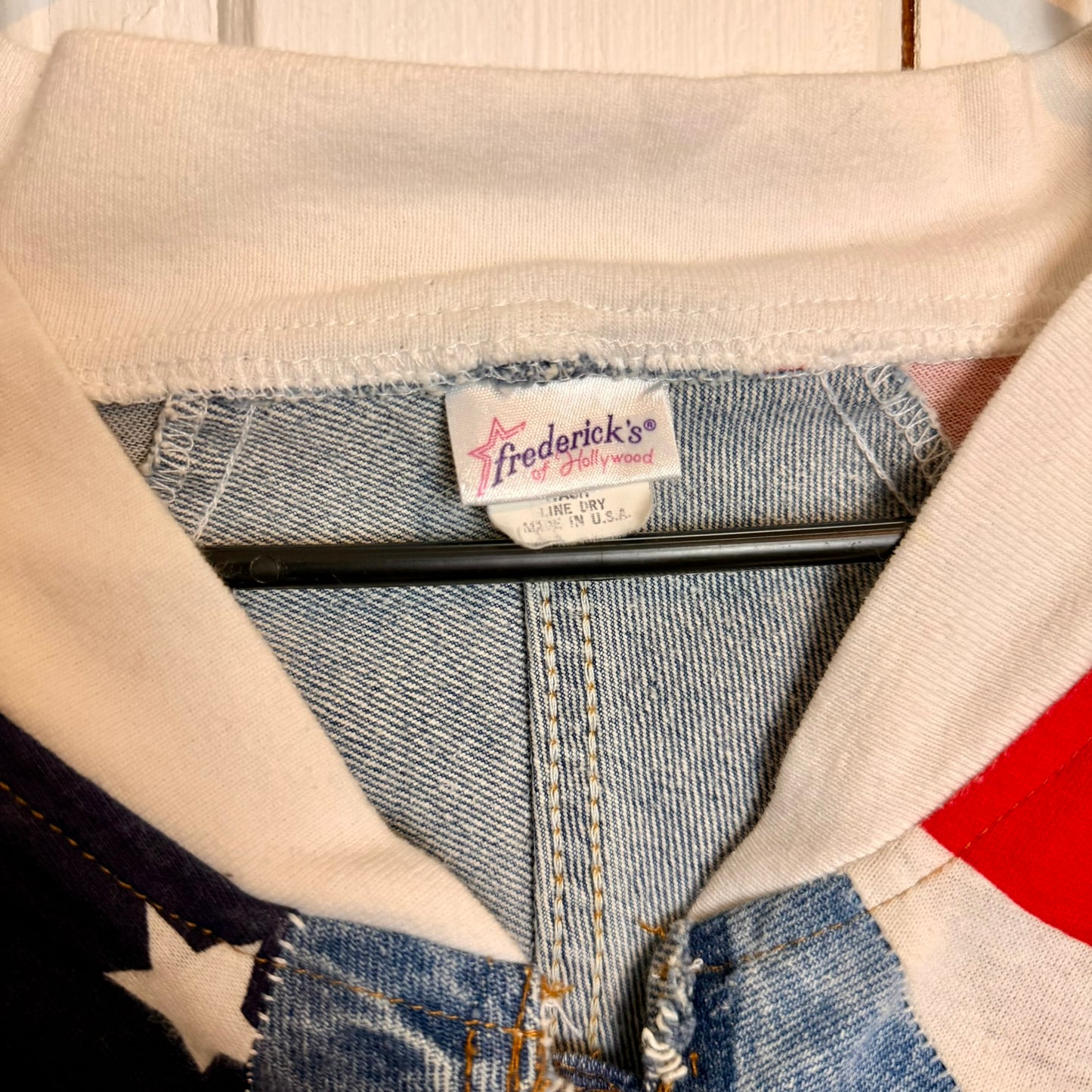 Vintage Frederick's of Hollywood Upcycled Denim Jean American Flag Jacket