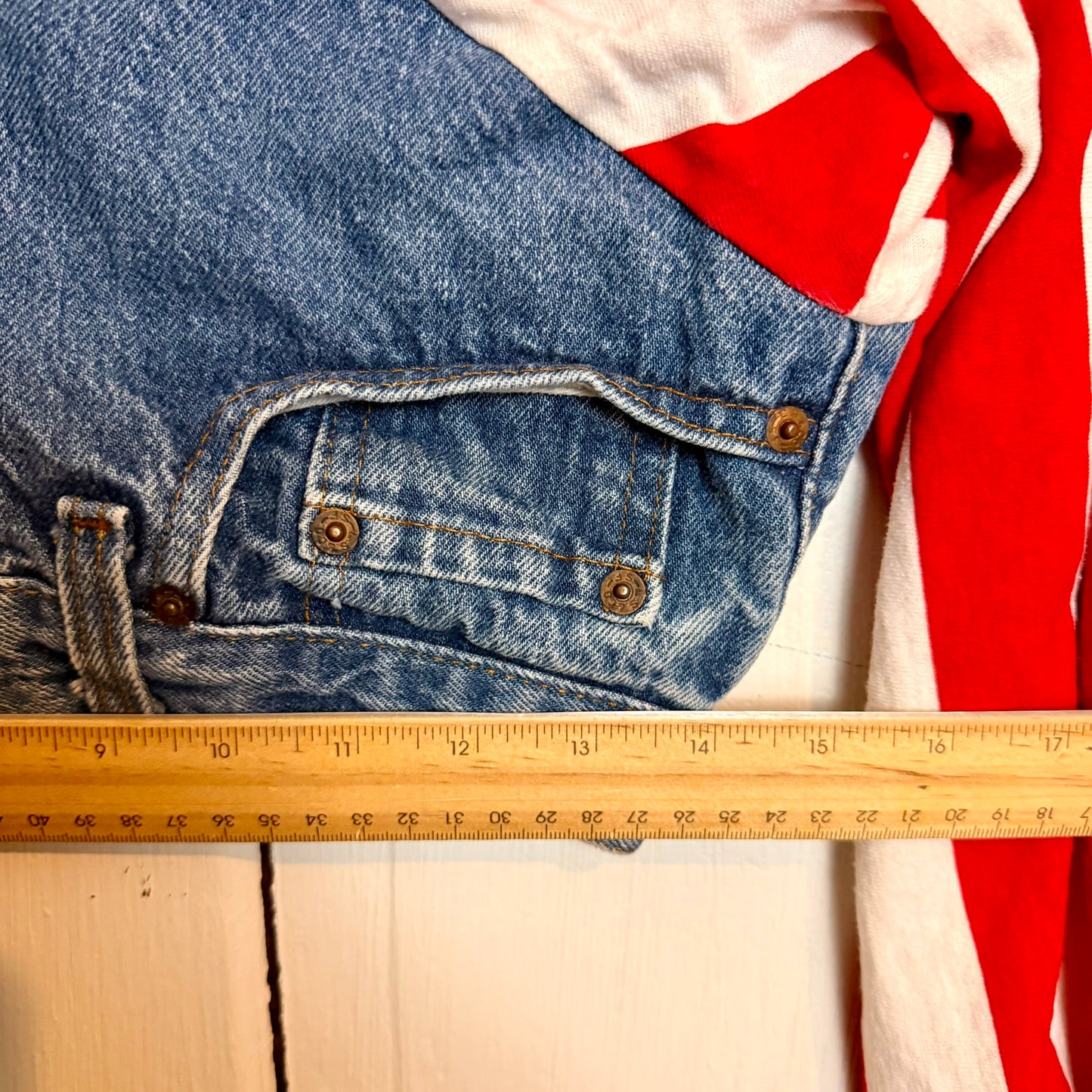 Vintage Frederick's of Hollywood Upcycled Denim Jean American Flag Jacket
