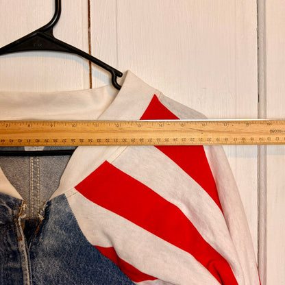Vintage Frederick's of Hollywood Upcycled Denim Jean American Flag Jacket