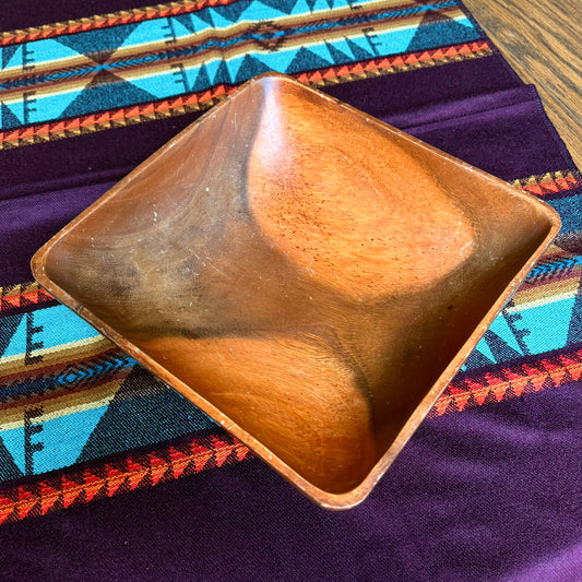 Square Vintage Solid Wood Catch All Bowl / Serving Bowl