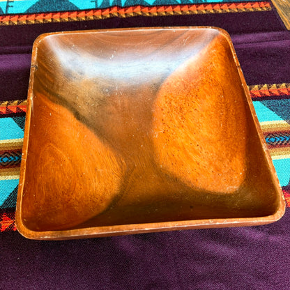 Square Vintage Solid Wood Catch All Bowl / Serving Bowl