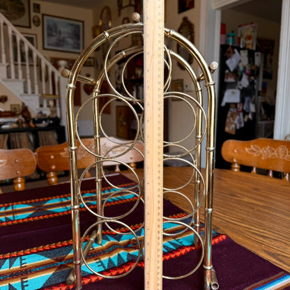 Vintage Hollywood Regency Brass Bamboo Style 7 Bottle Wine Rack
