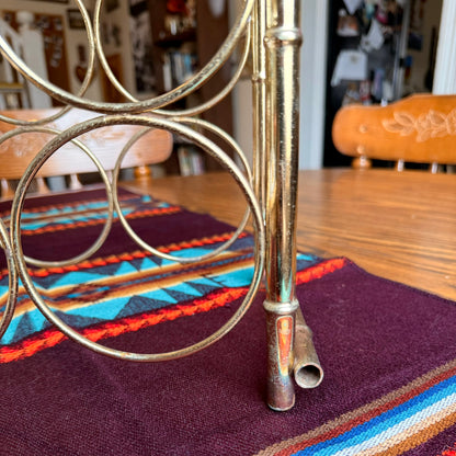 Vintage Hollywood Regency Brass Bamboo Style 7 Bottle Wine Rack